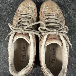 Skechers Lace Up Sneakers Women Size 7 Sand Color Style SN 46669